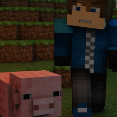 Minecraft Man and Pig